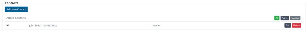 A list of all contacts associated with a legal record under the Contacts section
